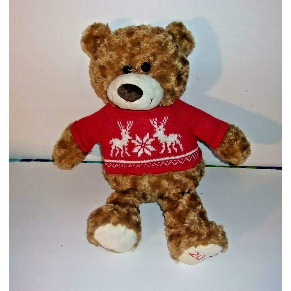 Avon 2015 Brown Teddy Bear Red Sweater Reindeer Snowflakes Nordic Plush 17"